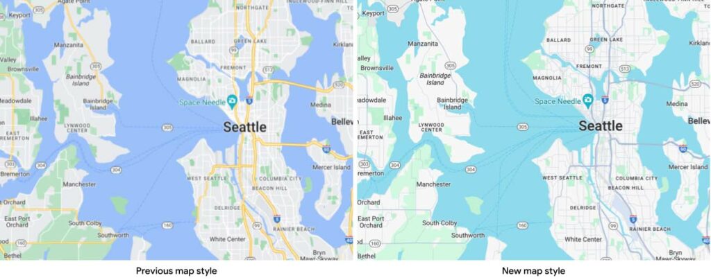 Nouveau style graphique sur Google Maps