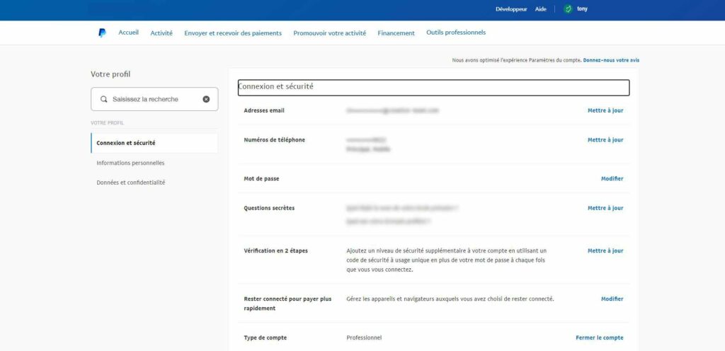 Changer son mot de passe Paypal