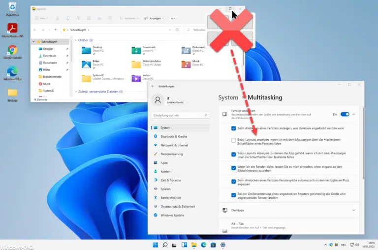 Comment désactiver Windows Snap assist ?