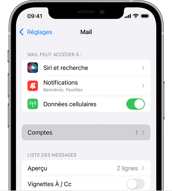 configuration compte Hotmail sur iPhone