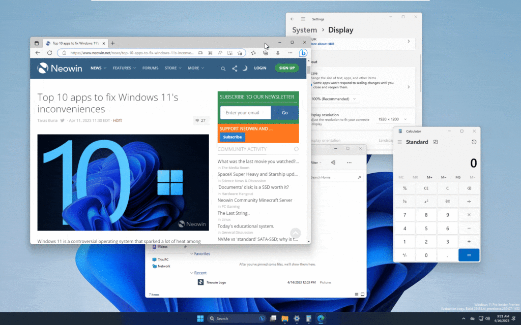 Windows Snap assist