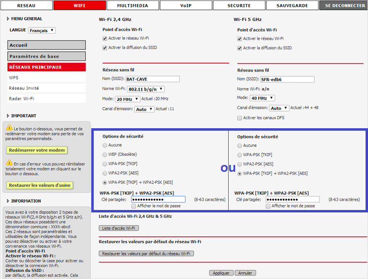Comment changer son mot de passe wifi sur ma box SFR THD
