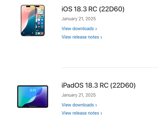 MaJ iOS 18.3 RC
