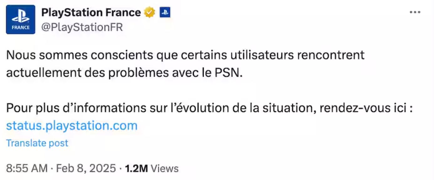 panne du réseau PlayStation